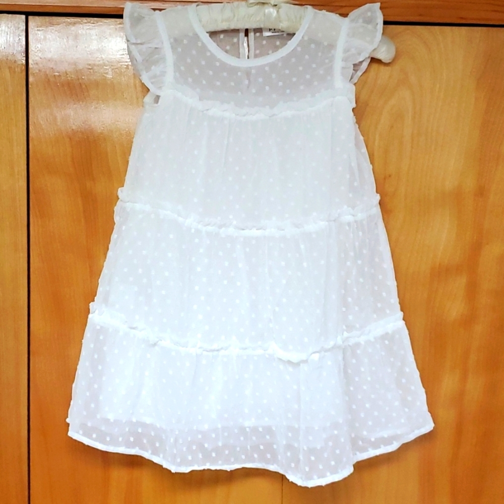 LAST ONE!!! NEW White Swiss Dot Tiered dress cap sleeve fully lined